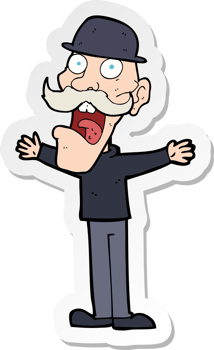 sticker of a cartoon man wearing bowler hat png
