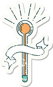 grunge sticker of tattoo style glass thermometer png