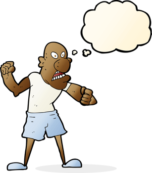 cartoon violent man with thought bubble png
