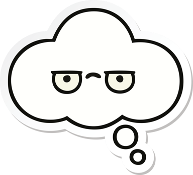 sticker of a cute cartoon thought bubble png