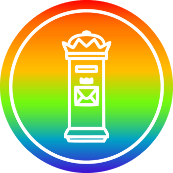 British postbox circular in rainbow spectrum png