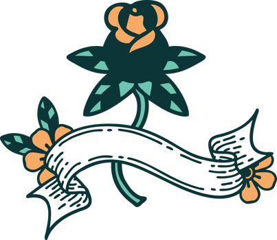 tattoo with banner of a rose png