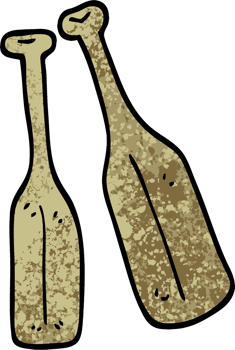 grunge textured illustration cartoon pair of paddles png