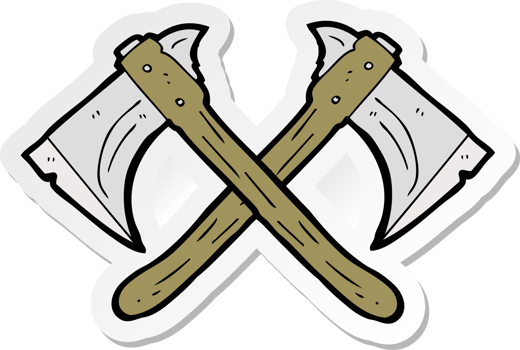 sticker of a cartoon crossed axes png