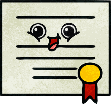 retro grunge texture cartoon graduation diploma png