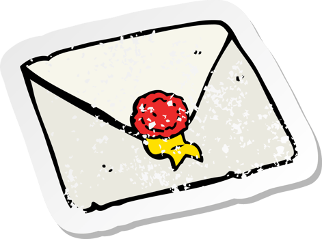 retro distressed sticker of a cartoon letter png