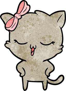 cartoon cat with bow on head and hands on hips drawing png
