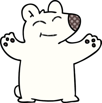 quirky comic book style cartoon polar bear png