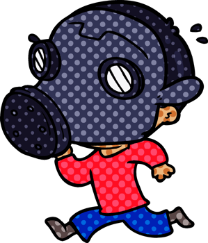 cartoon man wearing gas mask drawing png