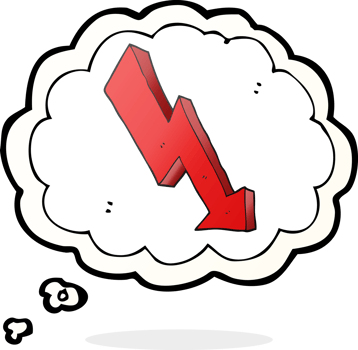 thought bubble cartoon arrow down trend png