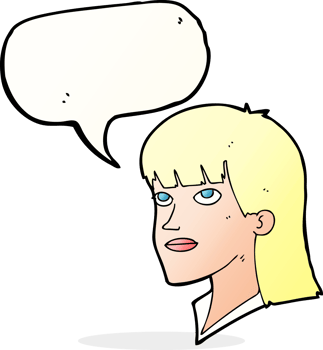 cartoon serious woman with speech bubble png
