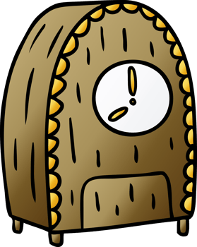 gradient cartoon doodle of an old fashioned clock png