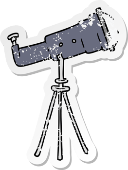 distressed sticker cartoon doodle of a large telescope png