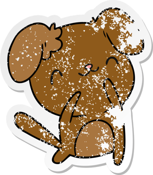 distressed sticker cartoon kawaii of a cute dog png