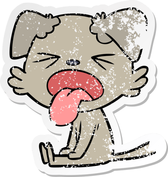 distressed sticker of a cartoon sitting dog png