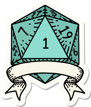 natural one d20 dice roll sticker png