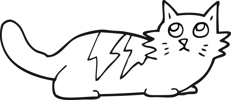 black and white cartoon cat png