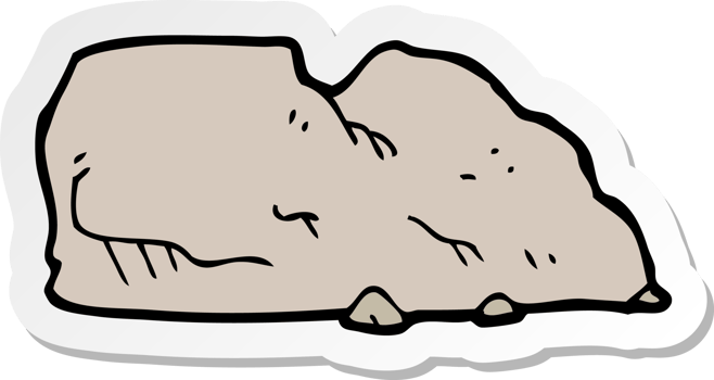 sticker of a cartoon rock png
