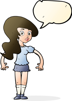 cartoon pretty woman with speech bubble png