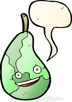 cartoon happy pear with speech bubble png