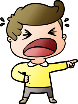 cartoon shouting man pointing finger drawing png
