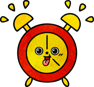 retro grunge texture cartoon alarm clock png