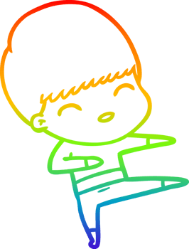 rainbow gradient line drawing happy cartoon boy png
