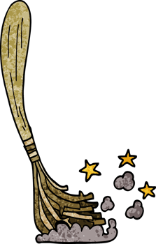 cartoon doodle magic broom sticks png