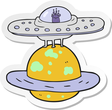 sticker of a cartoon flying saucer png