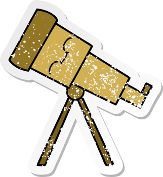 distressed sticker of a cute cartoon telescope png