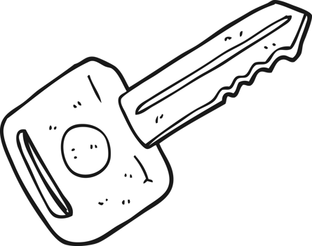 black and white cartoon car key png