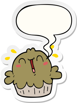 cute cartoon pie and speech bubble sticker png