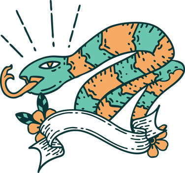 banner with tattoo style hissing snake png