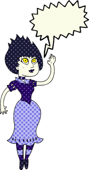 comic book speech bubble cartoon vampire girl waving png