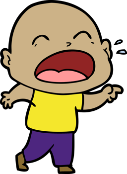 cartoon shouting bald man drawing png