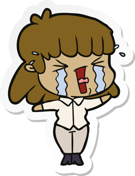 sticker of a cartoon woman in tears png