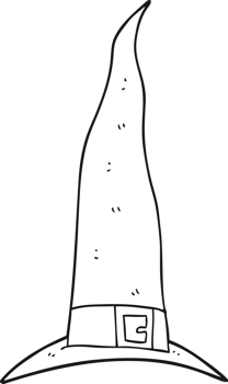 black and white cartoon witch's hat png