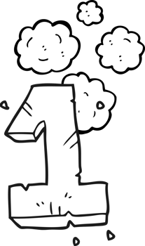 black and white cartoon stone number one png