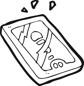 black and white cartoon tablet device png