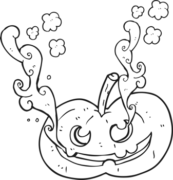 black and white cartoon halloween pumpkin png