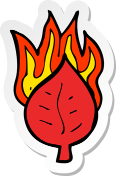 sticker of a cartoon leaf on fire symbol png