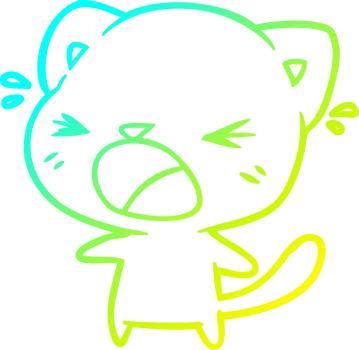 cold gradient line drawing cute cartoon cat crying png