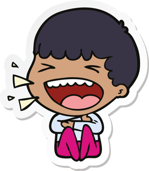 sticker of a cartoon laughing man png