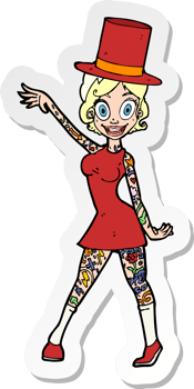 sticker of a cartoon woman with tattoos png