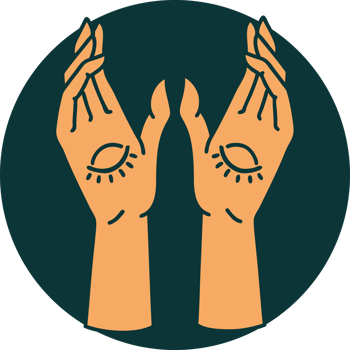 tattoo style icon of mystic hands png