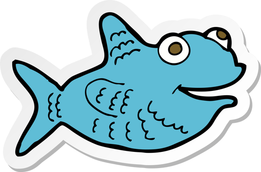 sticker of a cartoon happy fish png