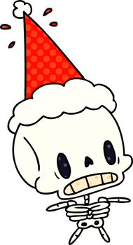 christmas cartoon of kawaii skeleton png