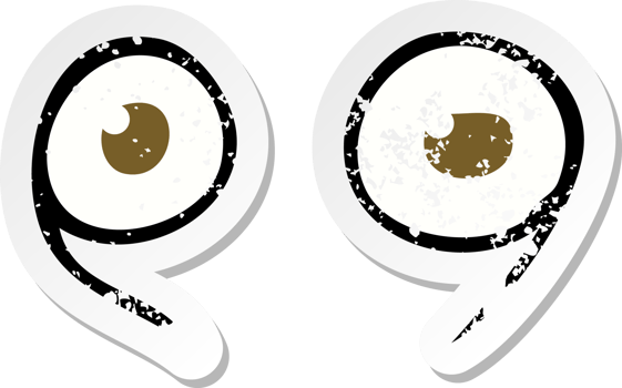 retro distressed sticker of a cartoon eyes png