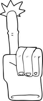 black and white cartoon pointing hand png