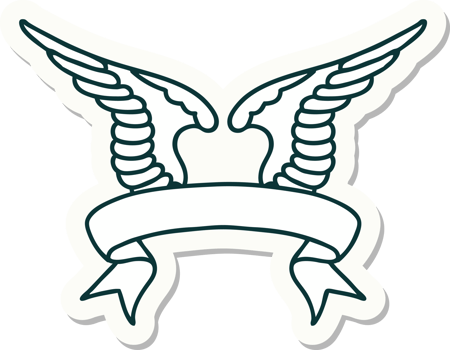 tattoo sticker with banner of a wing png